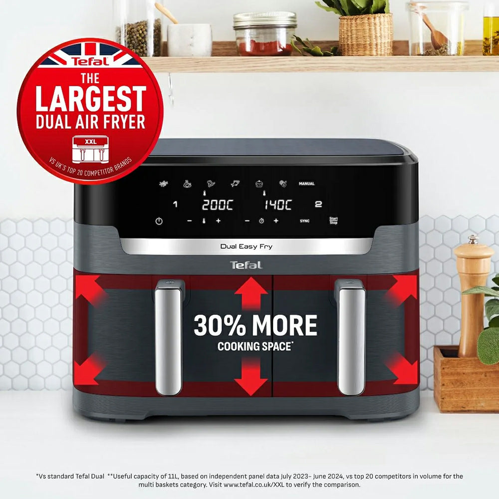 Tefal Easy Fry Dual XXL 11L Heißluftfritteuse - Coal Grau | EY942HG0
