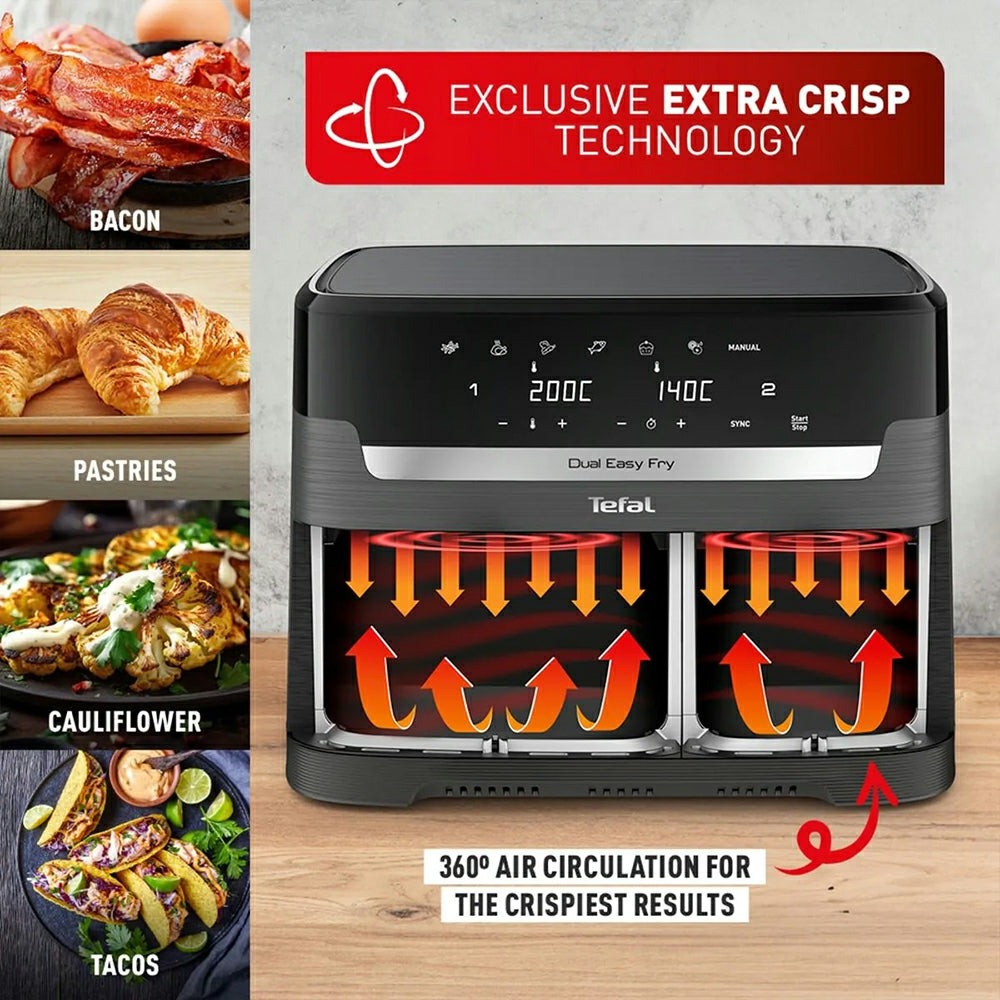 Tefal Easy Fry Dual XXL 11L Heißluftfritteuse - Coal Grau | EY942HG0