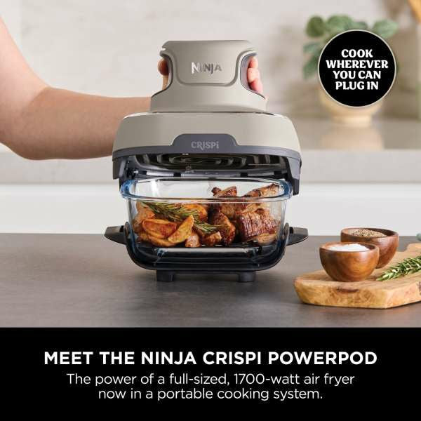 Ninja CRISPi 4-in-1 Portable Glass Heißluftfritteuse - Stone | FN101UKST