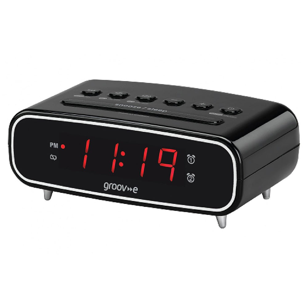 Groov-e Rise Alarm Clock Radio - Black | GVCR05BK