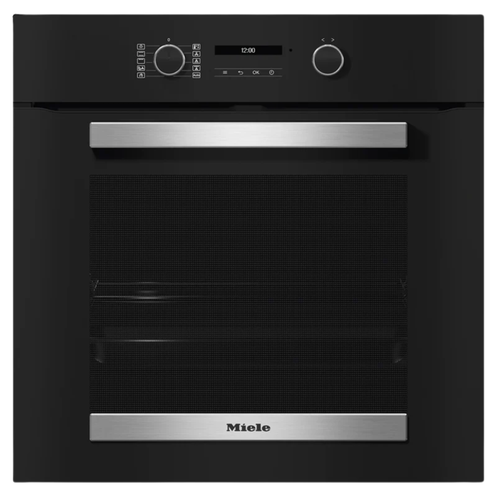 Miele Active 76L Built-In Multifunction Electric Single Oven - Obsidian Black & Stainless Steel | H2465BP