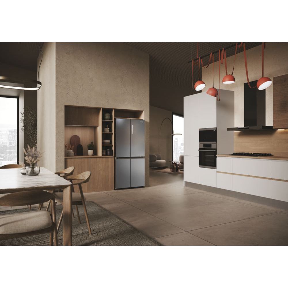 Haier Cube 83 Series 3 467L Frost Free freistehend Multi Door Kühl-Gefrierkombination - Gentle Silber | HCR3818ENMG.UK