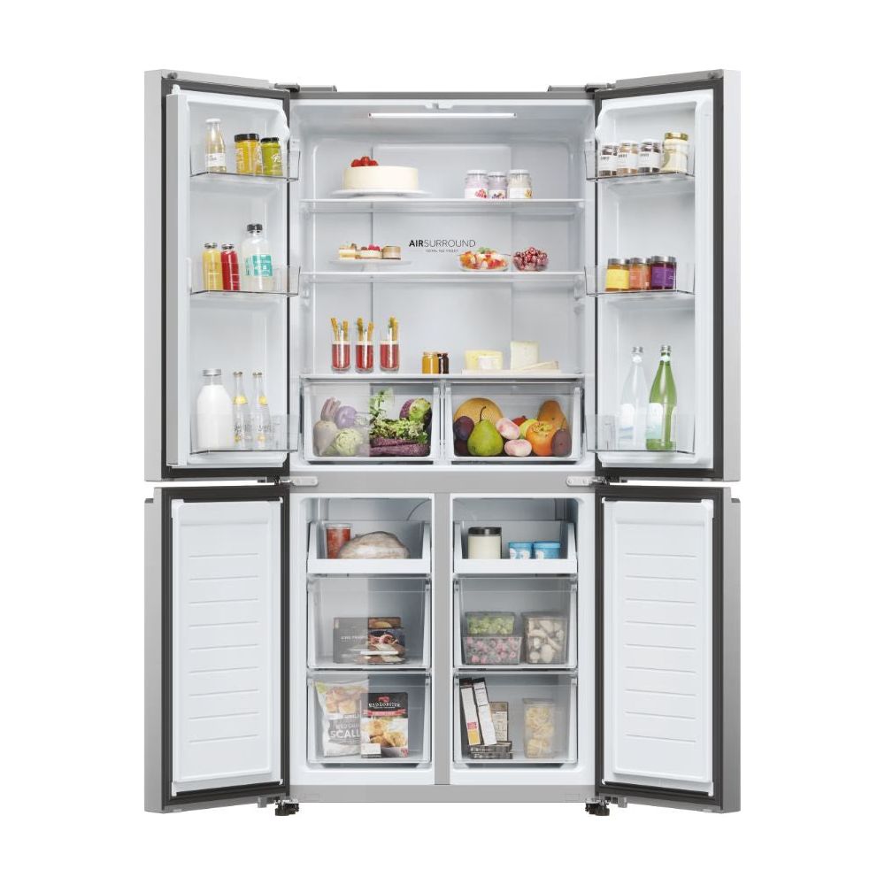 Haier Cube 83 Series 3 467L Frost Free freistehend Multi Door Kühl-Gefrierkombination - Gentle Silber | HCR3818ENMG.UK
