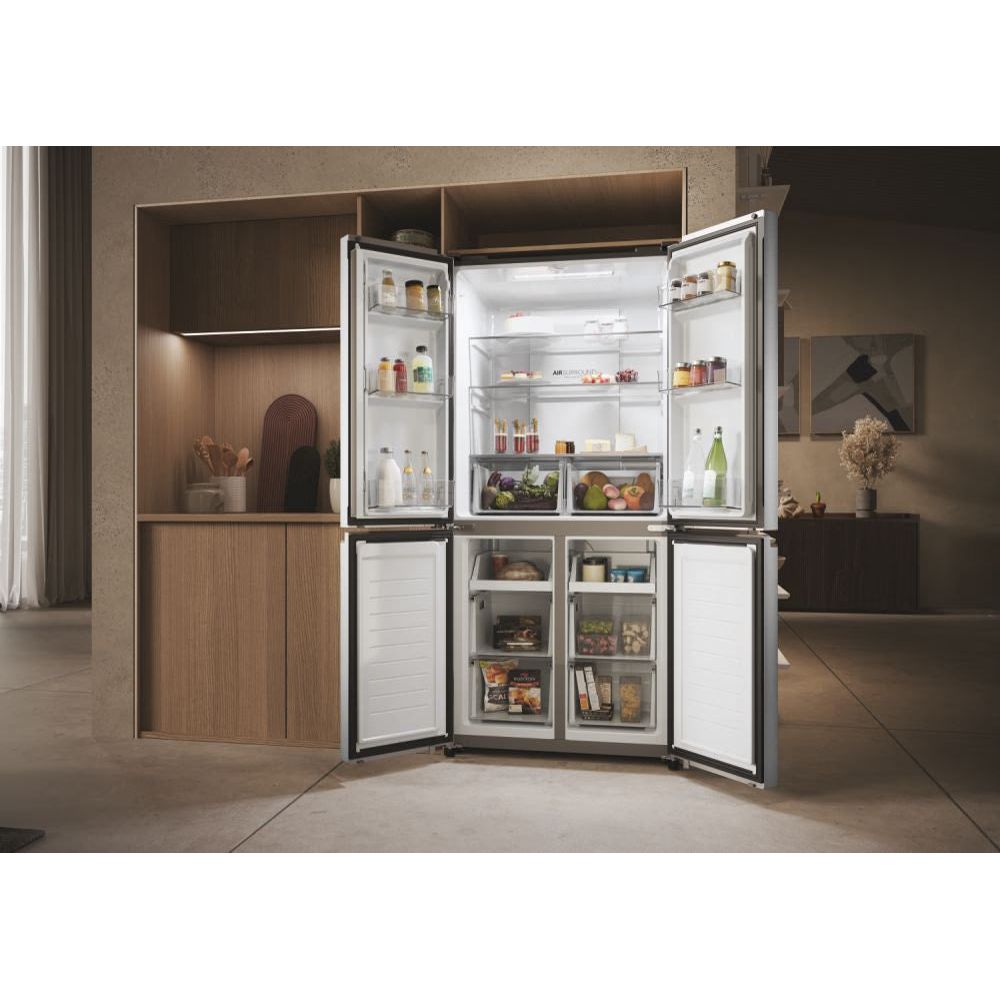 Haier Cube 83 Series 3 467L Frost Free freistehend Multi Door Kühl-Gefrierkombination - Gentle Silber | HCR3818ENMG.UK