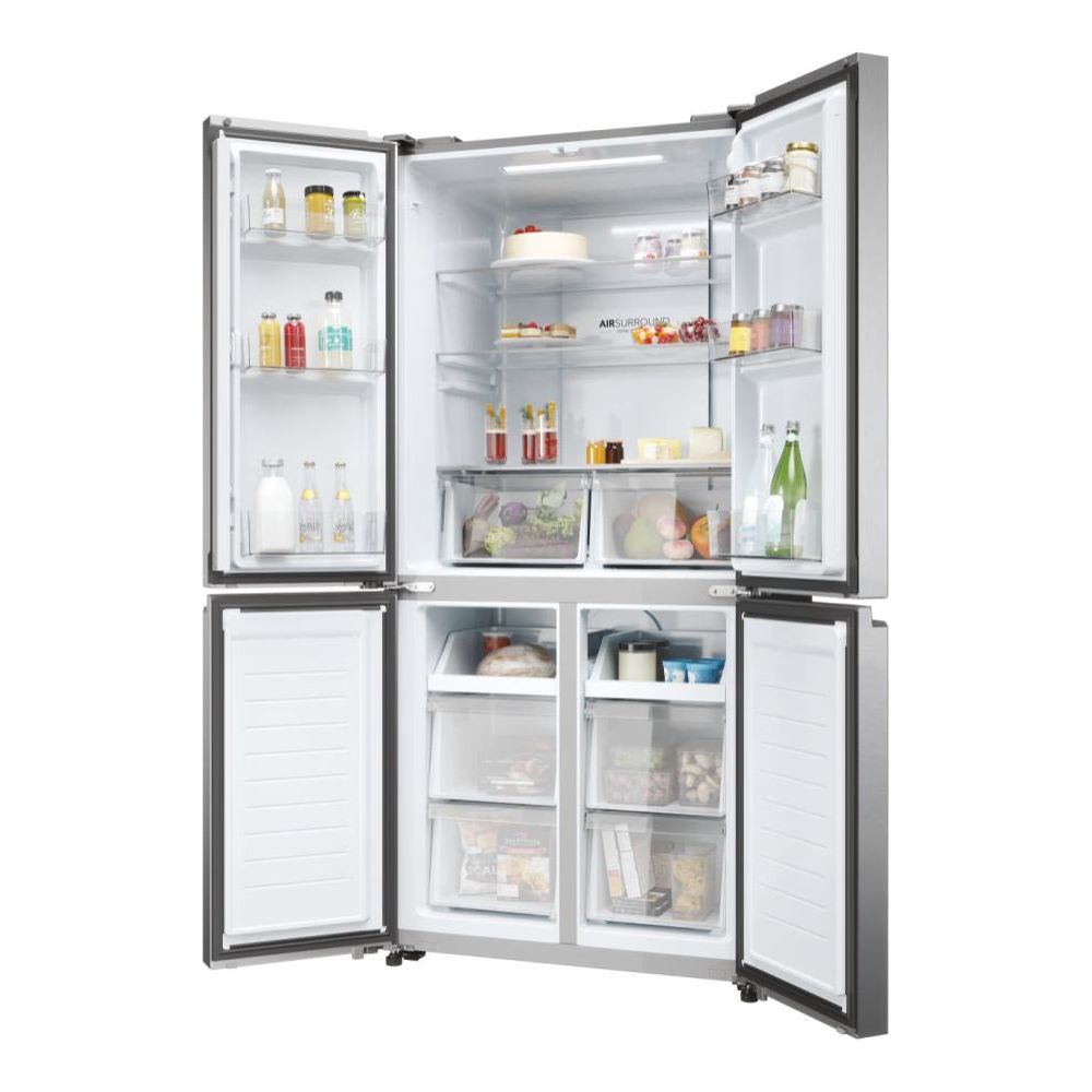 Haier Cube 83 Series 3 467L Frost Free freistehend Multi Door Kühl-Gefrierkombination - Gentle Silber | HCR3818ENMG.UK