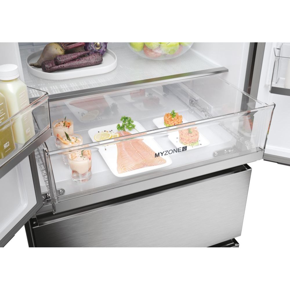 Haier FD 70 Series 5 444L Frost Free Multi Door freistehend Kühl-Gefrierkombination - Platinum Inox | HFR5719EWMP
