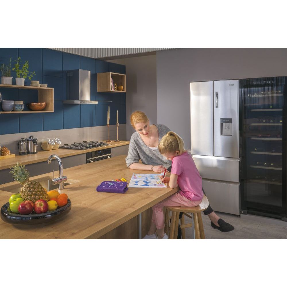 Haier FD 70 Series 5 444L Frost Free Multi Door freistehend Kühl-Gefrierkombination - Platinum Inox | HFR5719EWMP