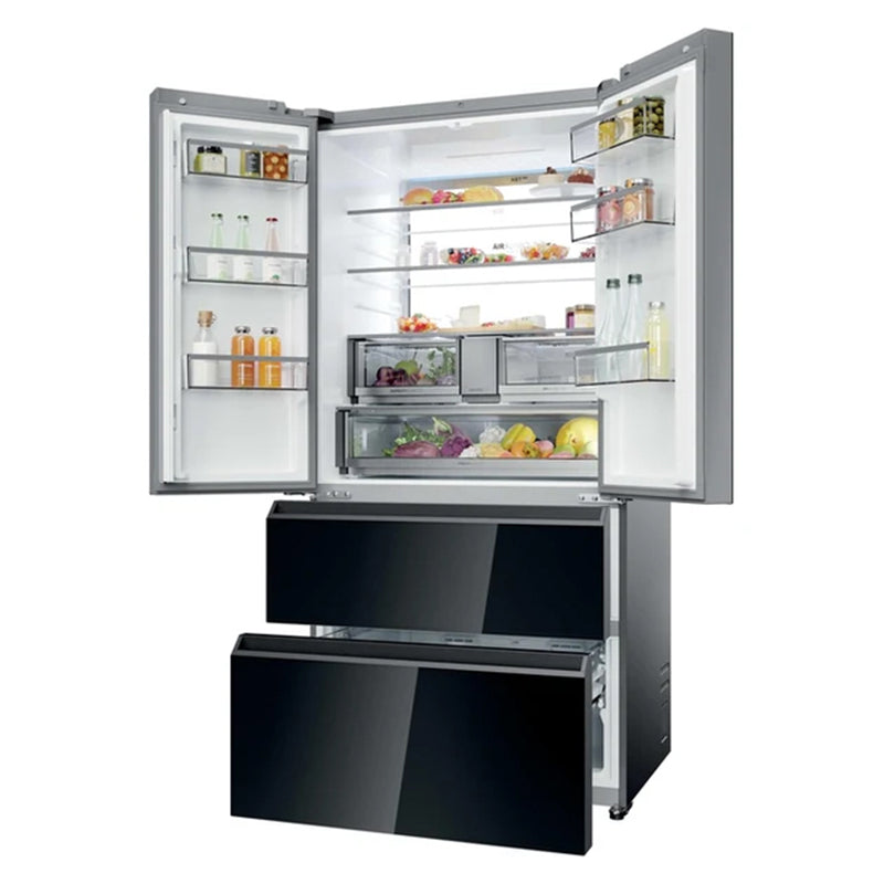 Haier FD 90 Series 7 703L freistehend French Door Kühl-Gefrierkombination - Glass Inox | HFR79F19DFGB