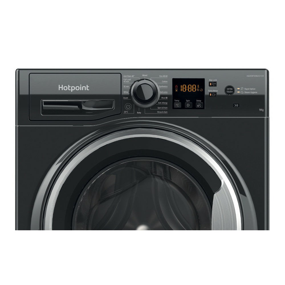 Hotpoint 9KG 1400RPM freistehend Waschmaschine - Schwarz | HNR9W64BSIRE