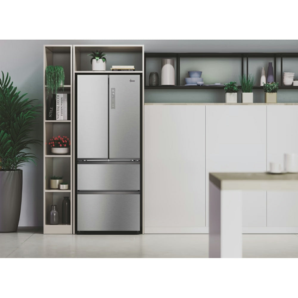 Hoover H-Kühlschrank 700 Maxi 402L Frost Free freistehend French Door Kühl-Gefrierkombination - Platinum Inox | HONFQ2T718EXK