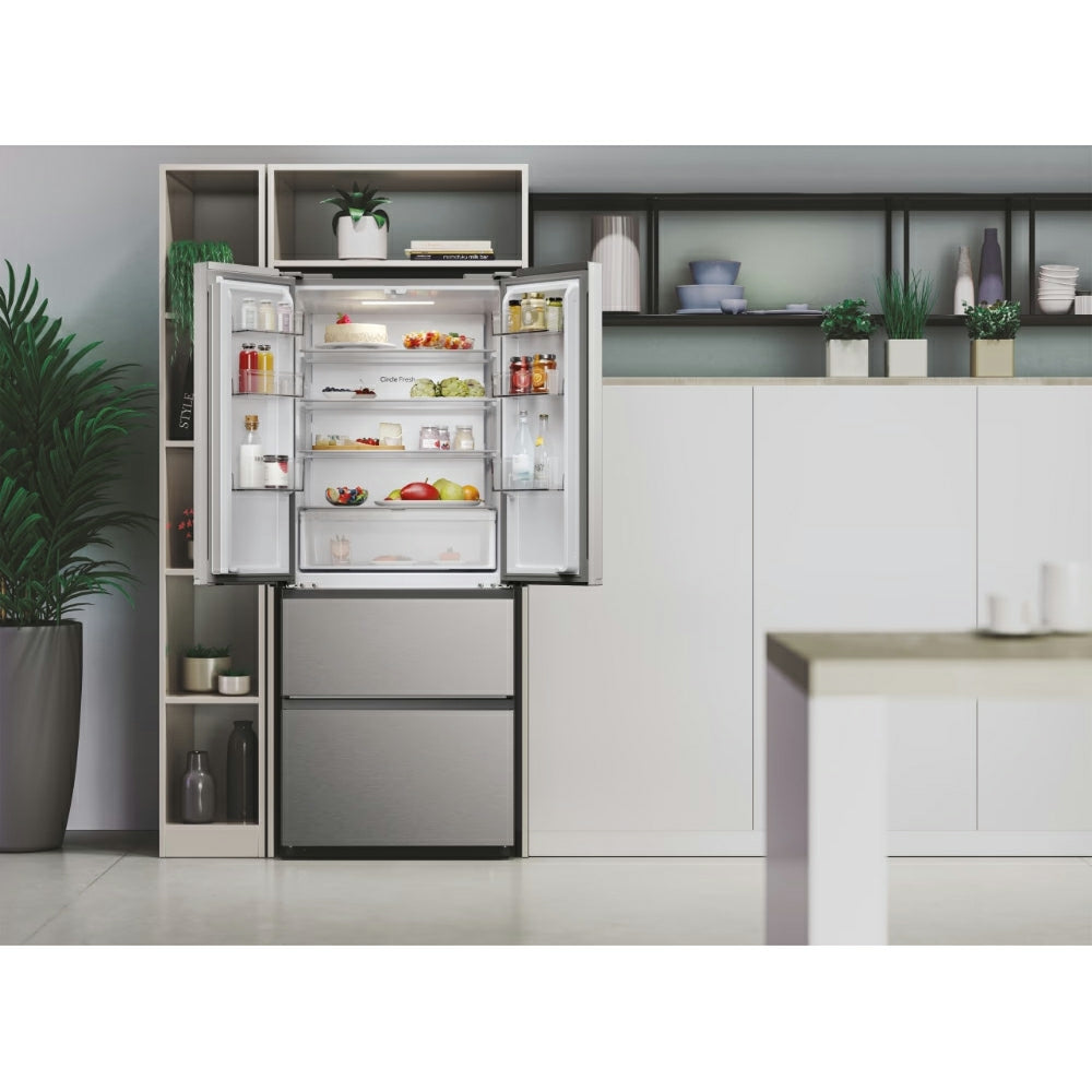 Hoover H-Kühlschrank 700 Maxi 402L Frost Free freistehend French Door Kühl-Gefrierkombination - Platinum Inox | HONFQ2T718EXK