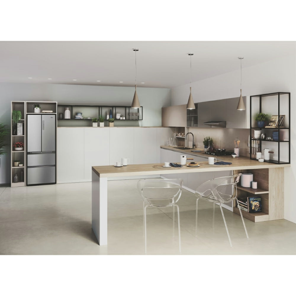 Hoover H-Kühlschrank 700 Maxi 402L Frost Free freistehend French Door Kühl-Gefrierkombination - Platinum Inox | HONFQ2T718EXK