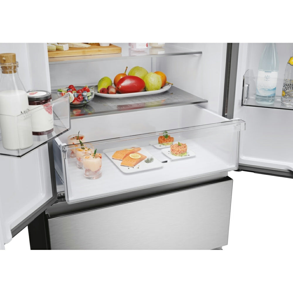 Hoover H-Kühlschrank 700 Maxi 402L Frost Free freistehend French Door Kühl-Gefrierkombination - Platinum Inox | HONFQ2T718EXK