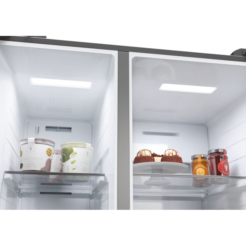 Haier SBS 90 Series 5 601L Frost Free freistehend American Kühl-Gefrierkombination - Platinum Inox | HSW59F18DIMM