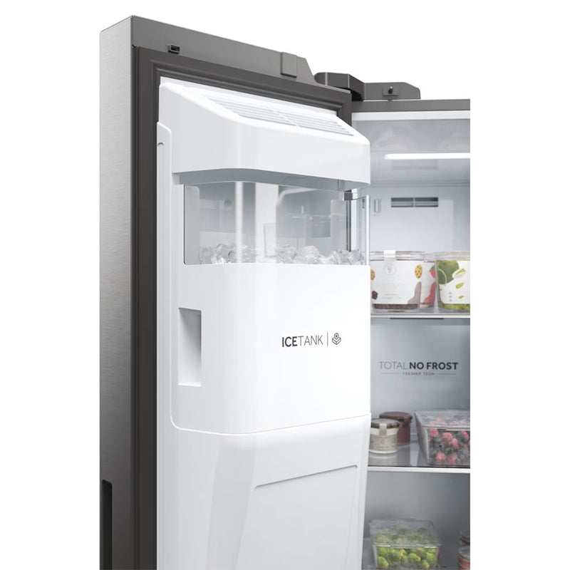Haier SBS 90 Series 5 601L Frost Free freistehend American Kühl-Gefrierkombination - Platinum Inox | HSW59F18DIMM
