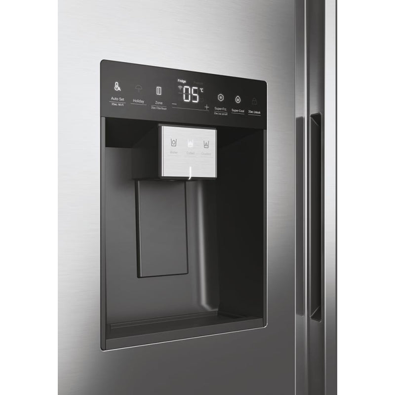 Haier SBS 90 Series 5 601L Frost Free freistehend American Kühl-Gefrierkombination - Platinum Inox | HSW59F18DIMM