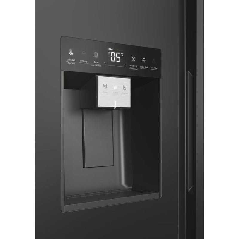 Haier SBS 90 Series 5 601L Frost Free freistehend American Kühl-Gefrierkombination - Slate Schwarz | HSW59F18EIPT
