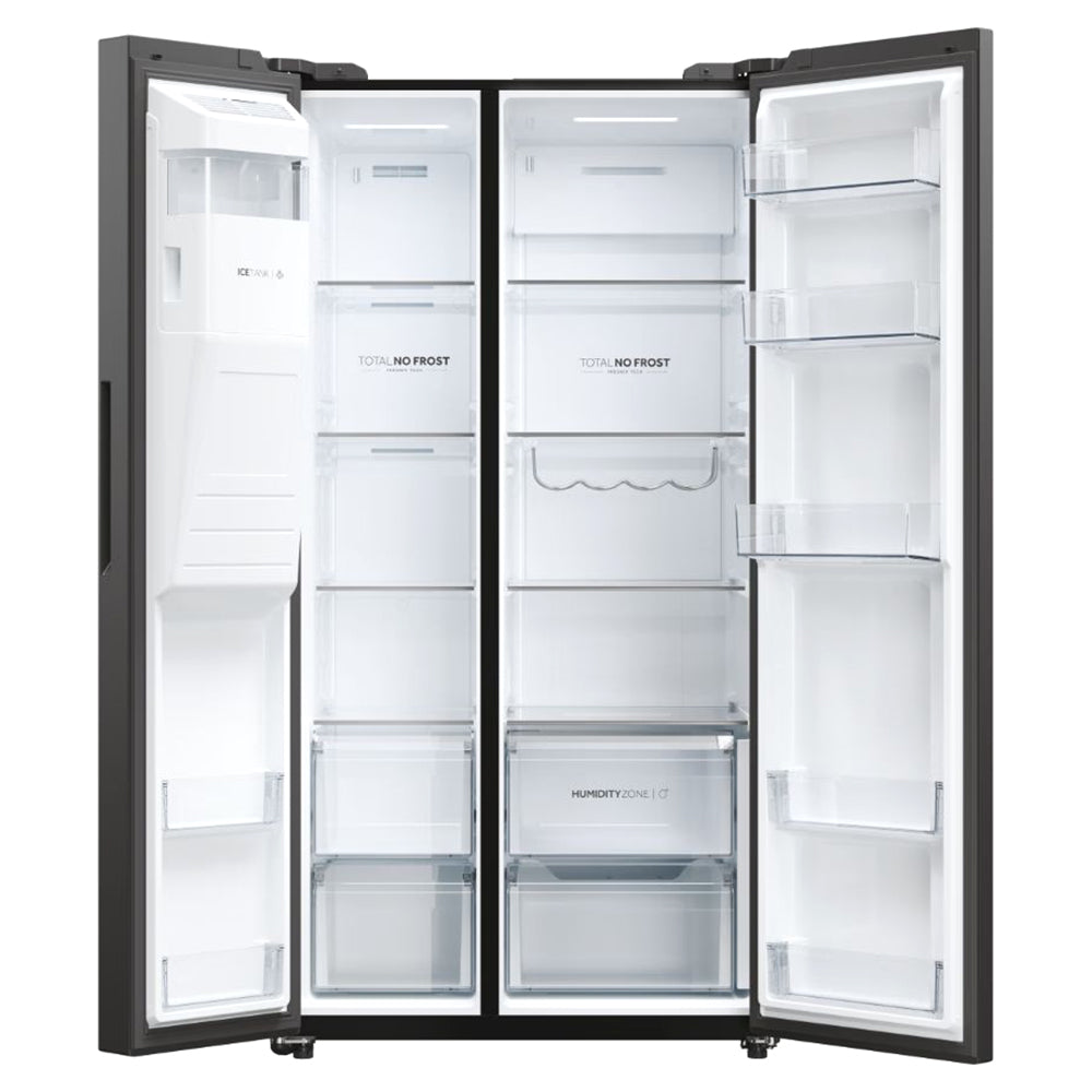 Haier SBS 90 Series 5 601L Frost Free freistehend American Kühl-Gefrierkombination - Slate Schwarz | HSW59F18EIPT