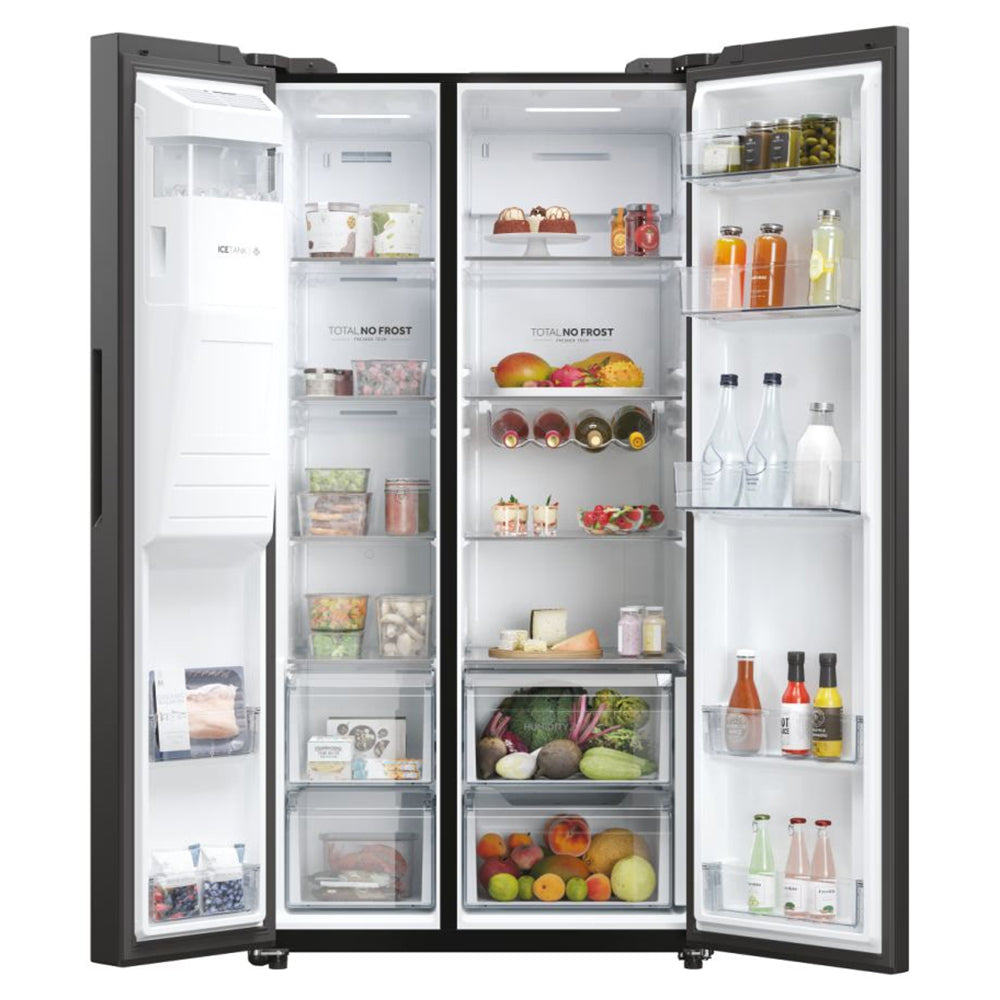 Haier SBS 90 Series 5 601L Frost Free freistehend American Kühl-Gefrierkombination - Slate Schwarz | HSW59F18EIPT