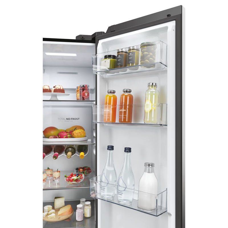 Haier SBS 90 Series 5 601L Frost Free freistehend American Kühl-Gefrierkombination - Slate Schwarz | HSW59F18EIPT