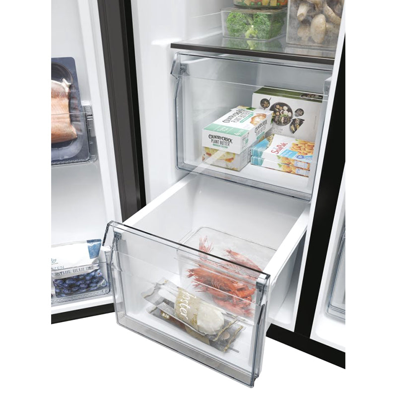 Haier SBS 90 Series 5 601L Frost Free freistehend American Kühl-Gefrierkombination - Slate Schwarz | HSW59F18EIPT