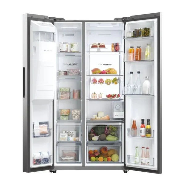 Haier SBS 90 Series 7 601L freistehend American Kühl-Gefrierkombination - Platinum Inox | HSW79F18CIMM