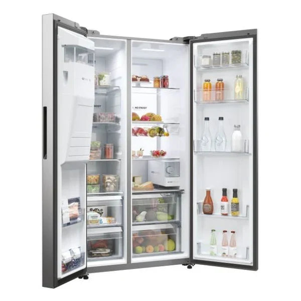 Haier SBS 90 Series 7 601L freistehend American Kühl-Gefrierkombination - Platinum Inox | HSW79F18CIMM