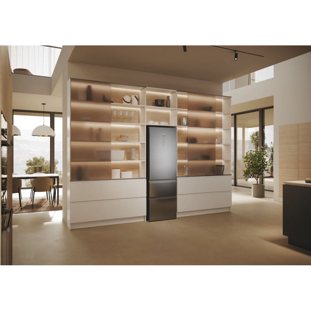 Haier 3D 60 Series 5 360L Frost Free freistehend Kühl-Gefrierkombination - Silber | HTW5618ENMG