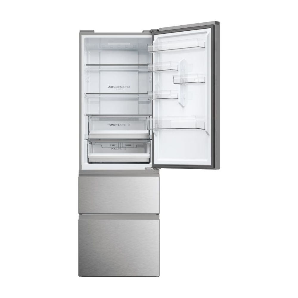 Haier 3D 60 Series 5 360L Frost Free freistehend Kühl-Gefrierkombination - Silber | HTW5618ENMG