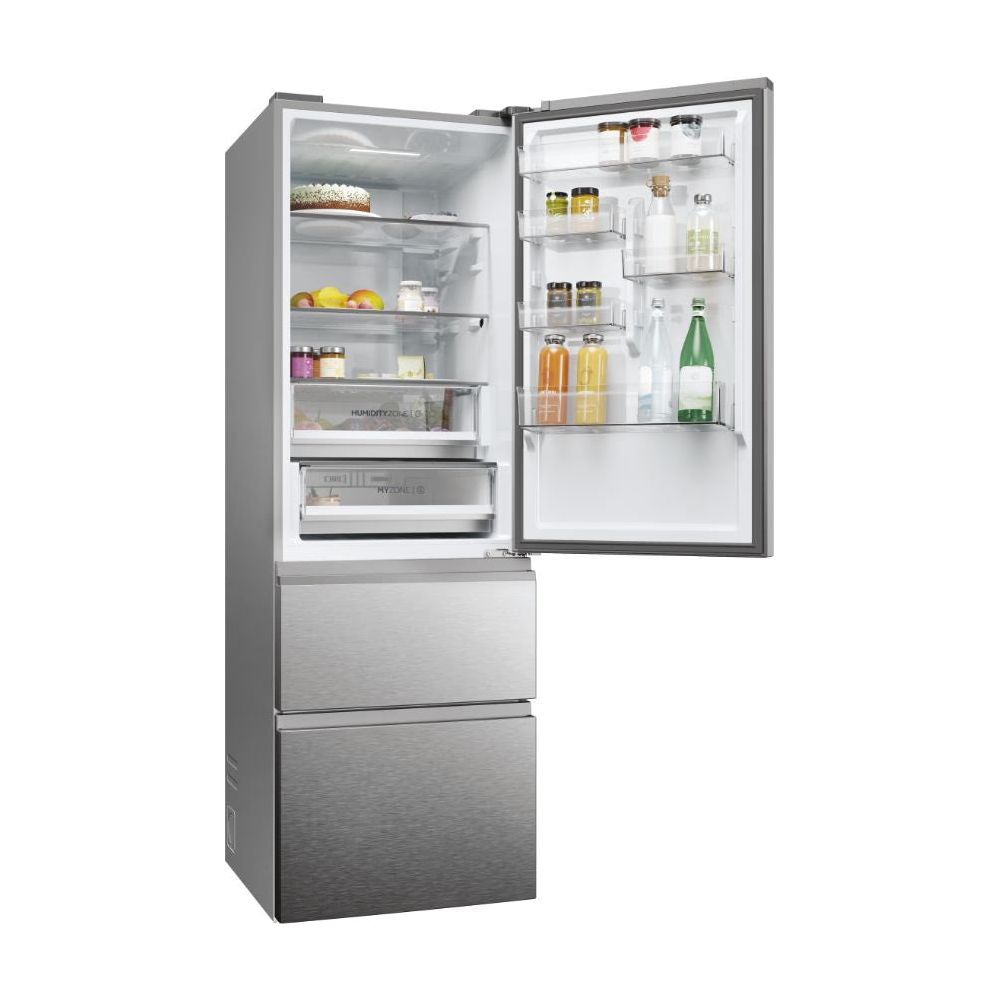 Haier 3D 60 Series 5 360L Frost Free freistehend Kühl-Gefrierkombination - Silber | HTW5618ENMG