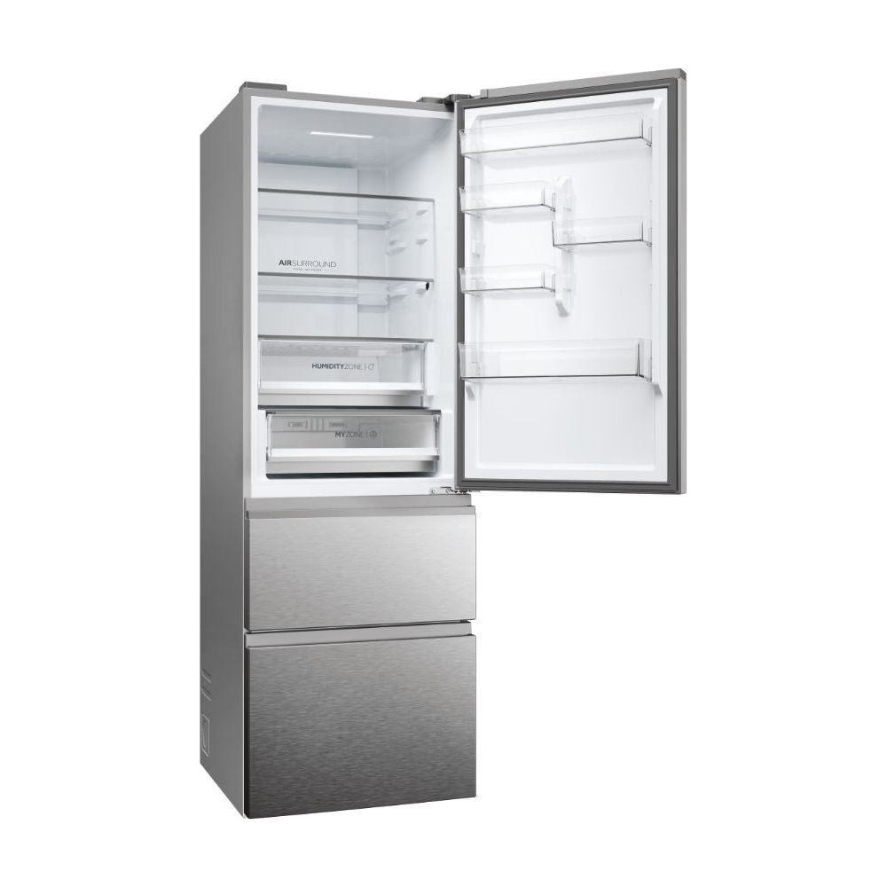 Haier 3D 60 Series 5 360L Frost Free freistehend Kühl-Gefrierkombination - Silber | HTW5618ENMG