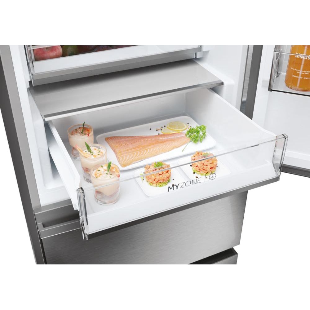 Haier 3D 60 Series 5 360L Frost Free freistehend Kühl-Gefrierkombination - Silber | HTW5618ENMG