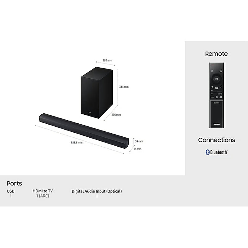 Samsung B450F B-Series 2.1CH Soundbar mit Subwoofer | HW-B450F/XU