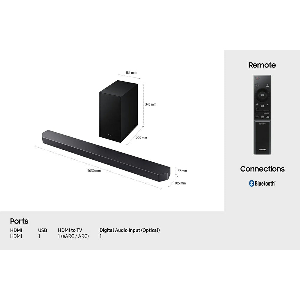 Samsung Q600F Q-Series 3.1.2CH Soundbar mit Subwoofer - Titan Schwarz | HW-Q600F/XU