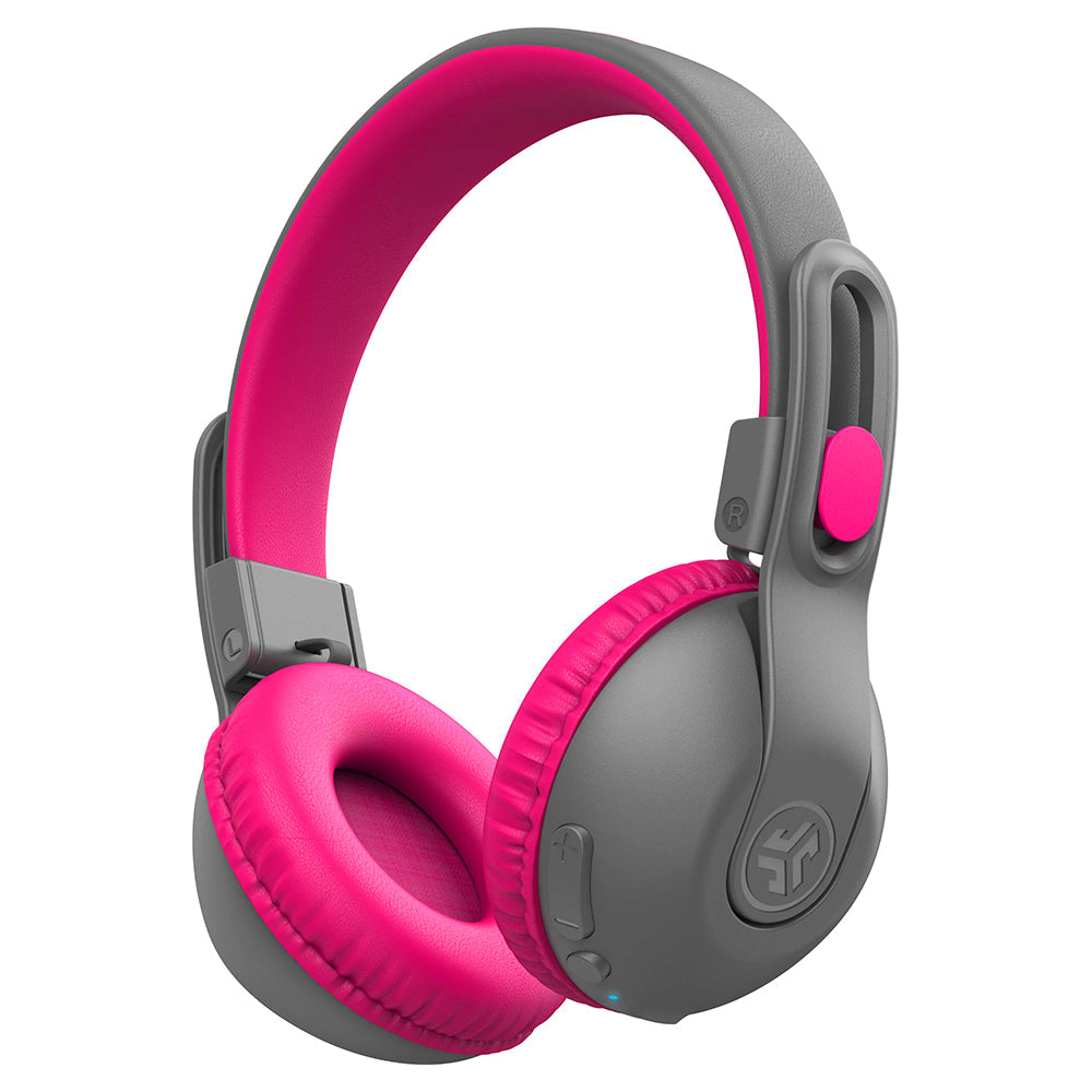 JLab Jbuddies Studio 2 Over-Ear Wireless + Wired Kids Headphone - Grey & Pink | IEUHBKSTU2RGRYPNK122