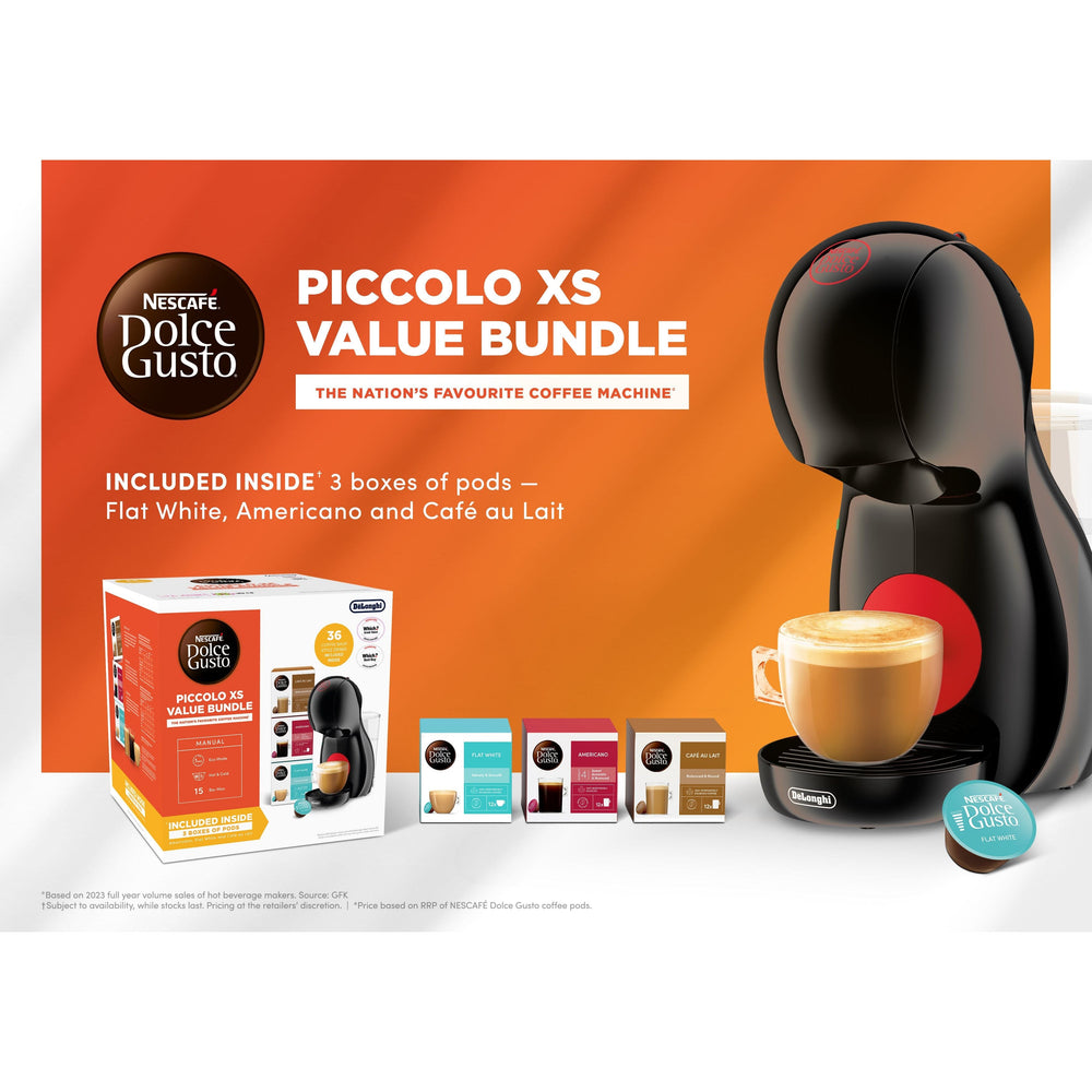 Nescafé DolceGusto Piccolo XS Pod Kaffeemaschine by De'Longhi - Value Bundle - Schwarz | EDG210.BBUNDL