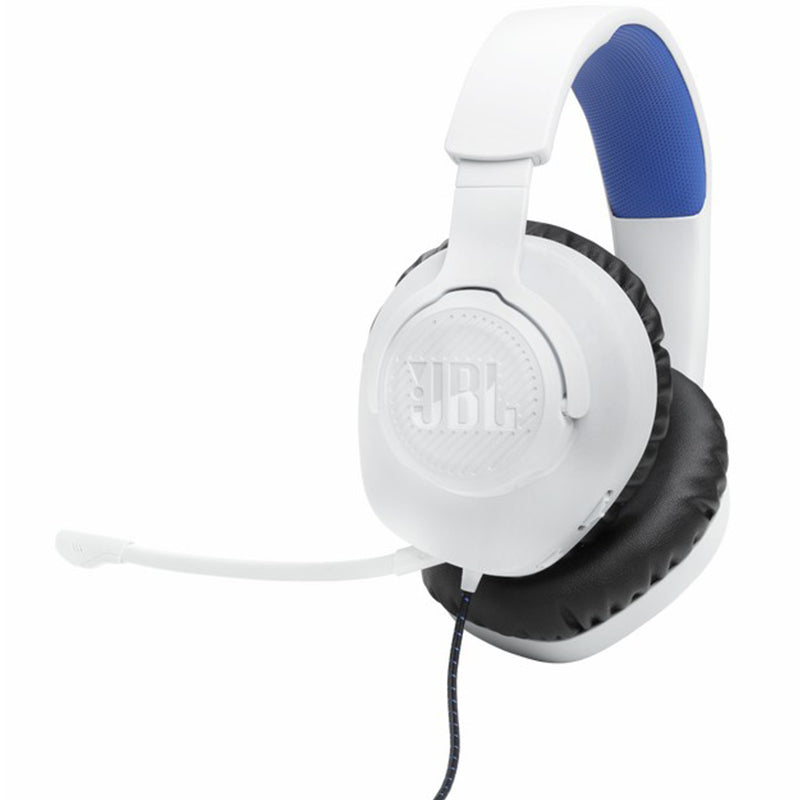 JBL Quantum 100P 40mm Driver Over-Ear Wired Gaming-Headset - Weiß & Blau | JBLQ100PWHTBLU