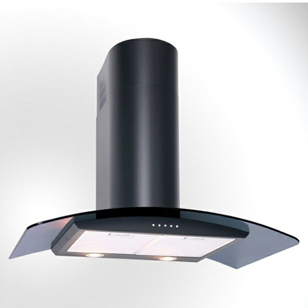 Luxair 90cm Smoked Curved Glass Dunstabzugshaube - Schwarz | LA-90-CVD-BLK