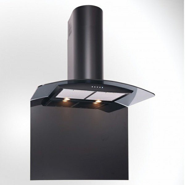 Luxair 90cm Smoked Curved Glass Dunstabzugshaube - Schwarz | LA-90-CVD-BLK