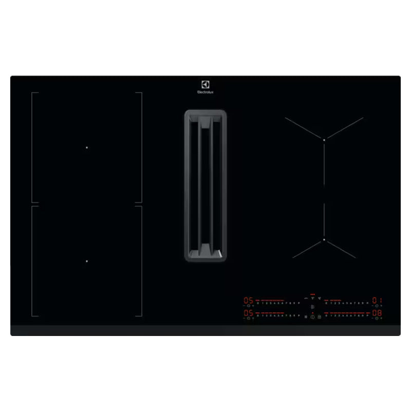 Electrolux 80CM 4 Zone Induction Hob with Extractor Ventilation System - Black | LCC83443