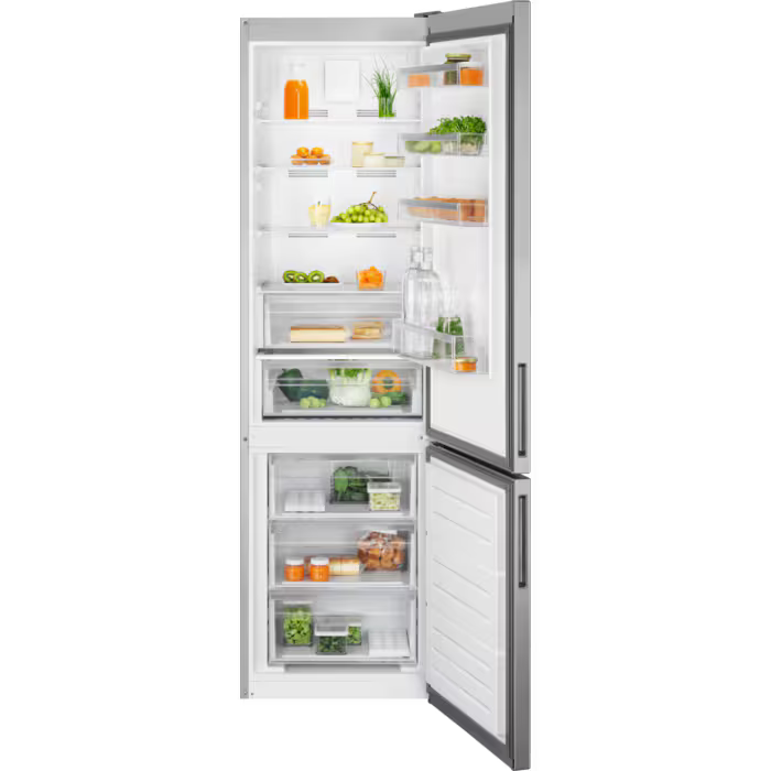 Electrolux 600 TwinTech 367L Frost Free freistehend Kühl-Gefrierkombination - Grau & Edelstahl | LNT6ME36U2