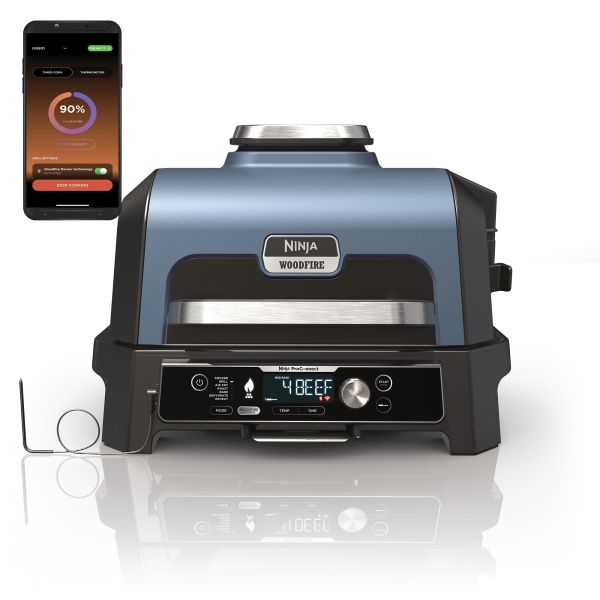 Ninja Woodfire Pro Connect XL Outdoor Electric BBQ Grill & Smoker - Black & Blue | OG901UK