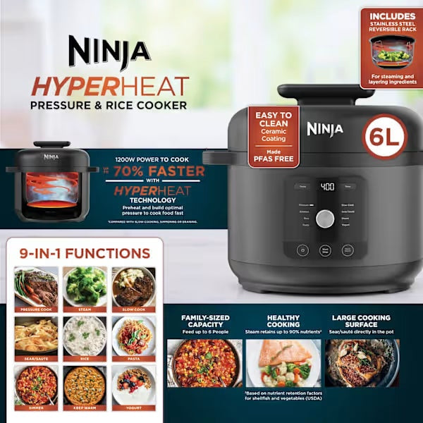 Ninja HyperHeat 6L 9-in-1 Multikocher - Schwarz | PC201UK