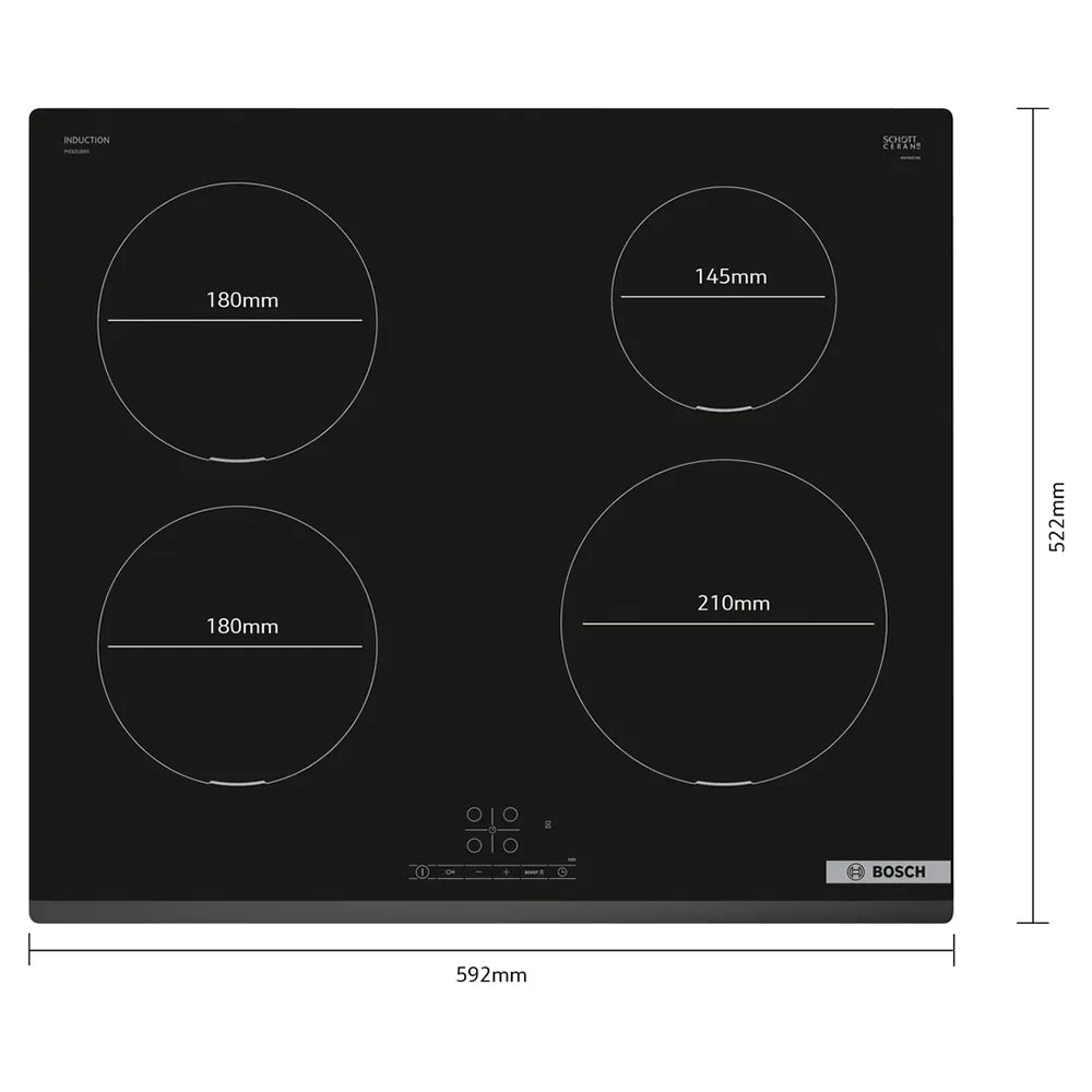 Bosch Series 4 60CM 4 Zone Induction Kochfeld - Schwarz | PIE631BB5E