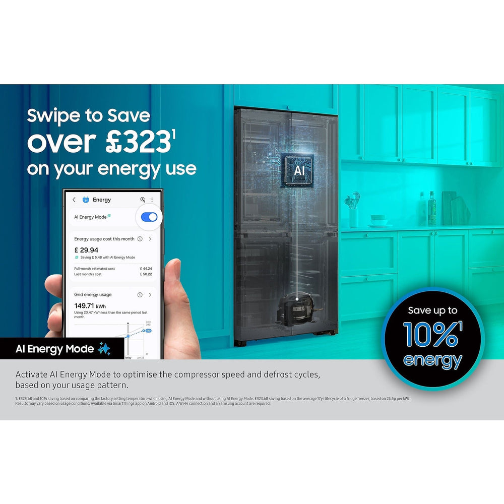 Samsung SpaceMax Bespoke AI Series 6 640L freistehend Kühl-Gefrierkombination - Silber | RS70F65KETEU