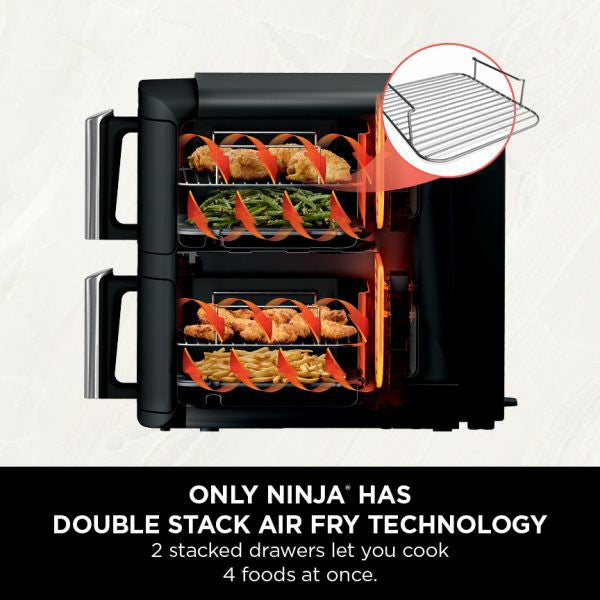 Ninja 7.6L Double Stack 2 Drawer Heißluftfritteuse - Schwarz | SL300UK