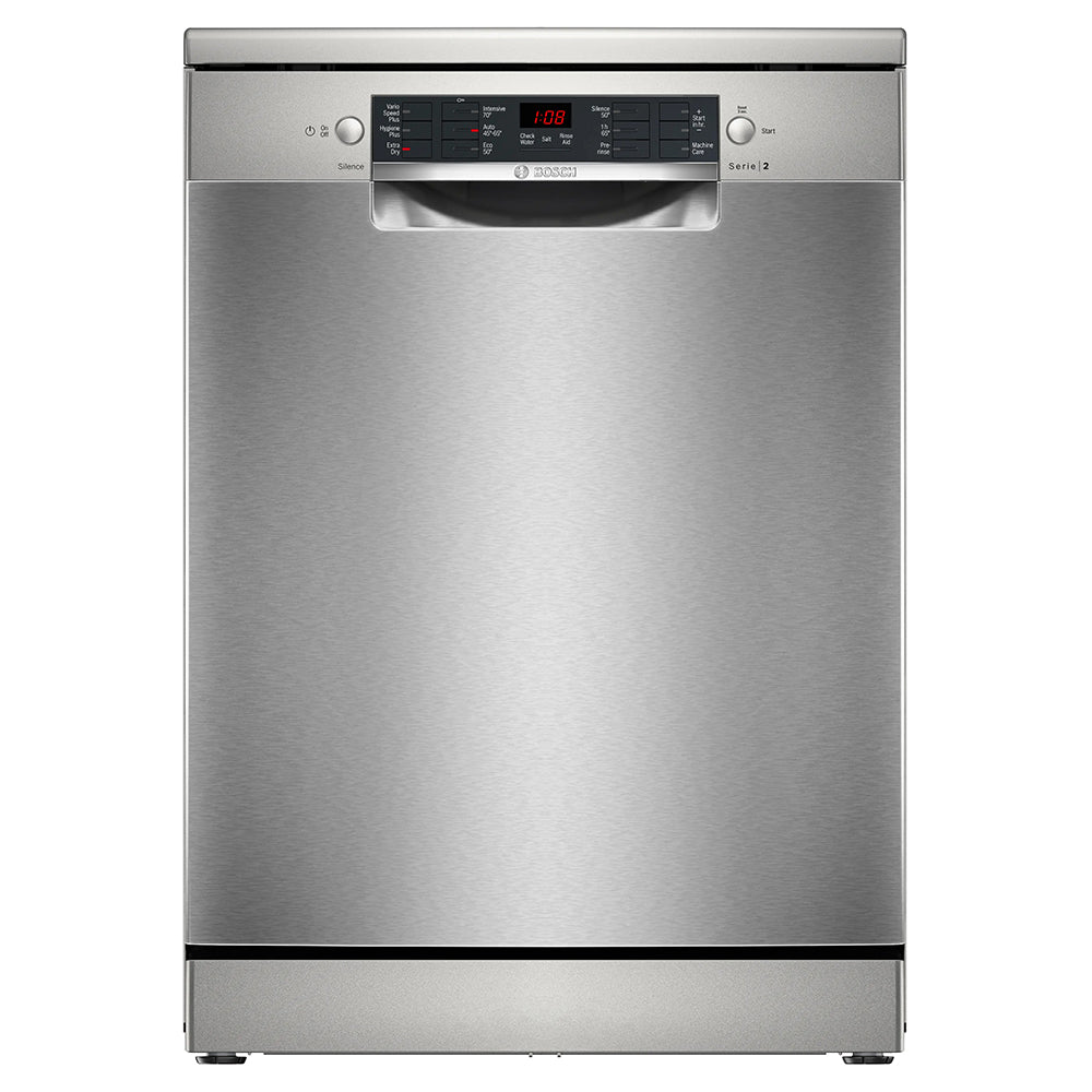 Bosch Series 2 85CM freistehend Standard Geschirrspüler - Brushed Steel | SMS26AI08G
