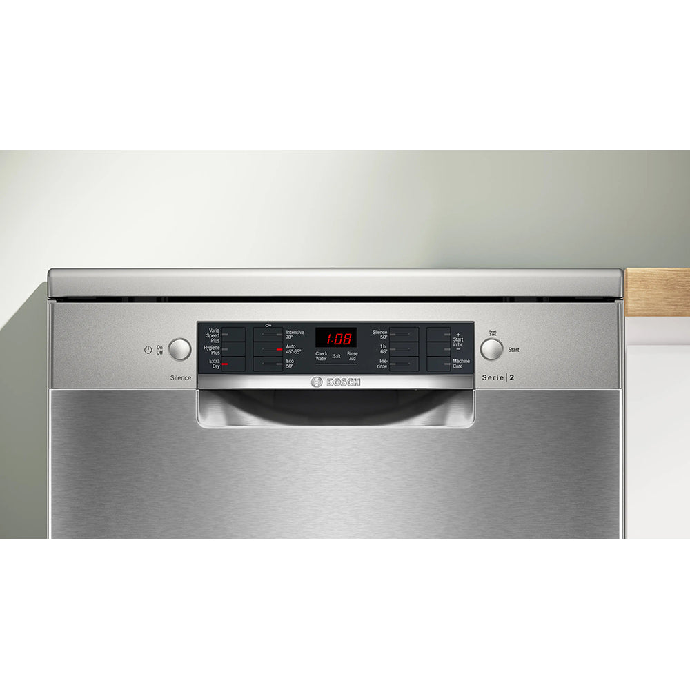 Bosch Series 2 85CM freistehend Standard Geschirrspüler - Brushed Steel | SMS26AI08G