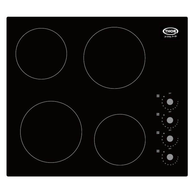 Thor 60CM 4 Zone Ceramic Hob - Black | T154MDMA