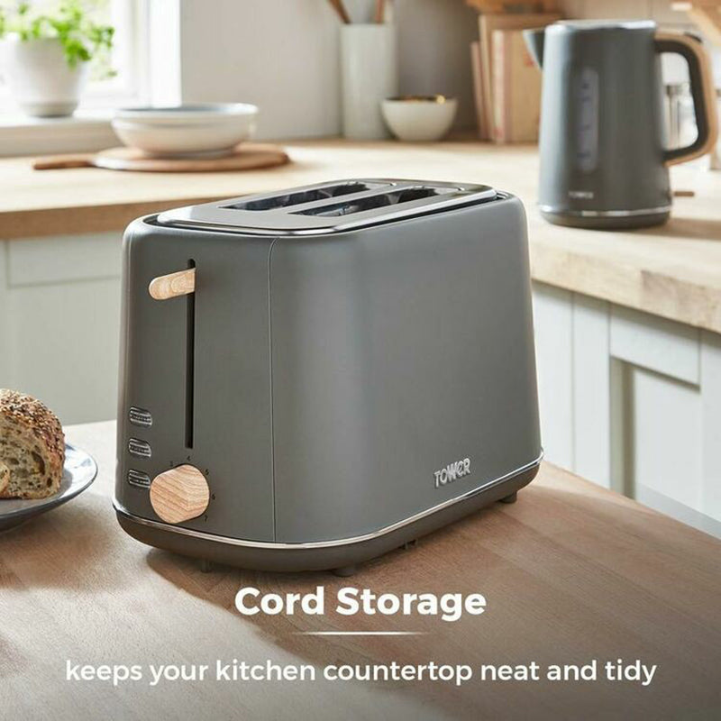Tower Scandi 800W 2 Slice Toaster - Grau | T20027G